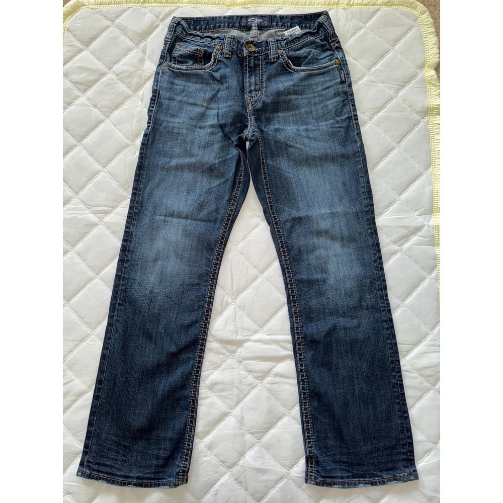 Silver Jeans Craig Relaxed Straight Leg Jeans Stretch Denim‎ Blue Pants Sz 30
